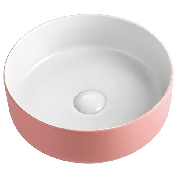 2021 Matte Pink outside Round 360 mm Dia top counter basin porcelain sink